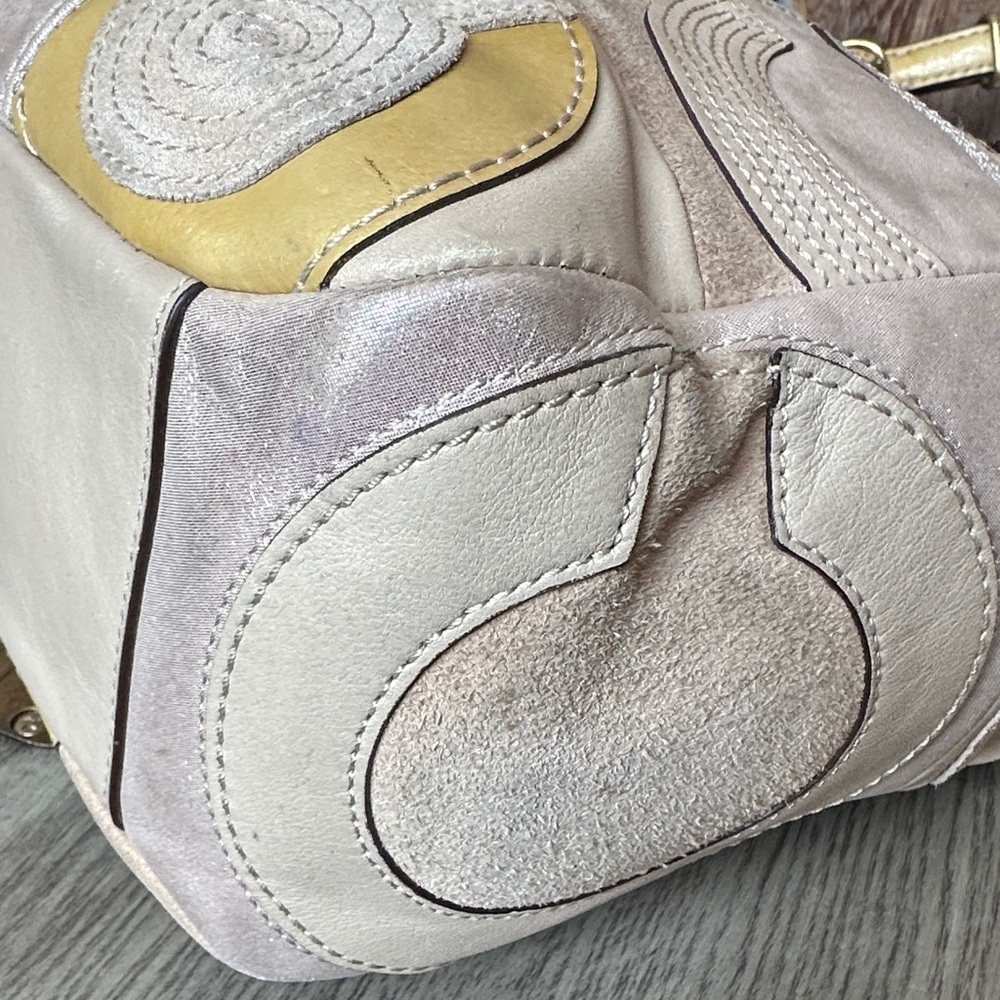 Coach 15748 Mia Inlaid Natural Multicolor Paten Leather Suede Tote Shoulder Bag - Picture 7 of 16